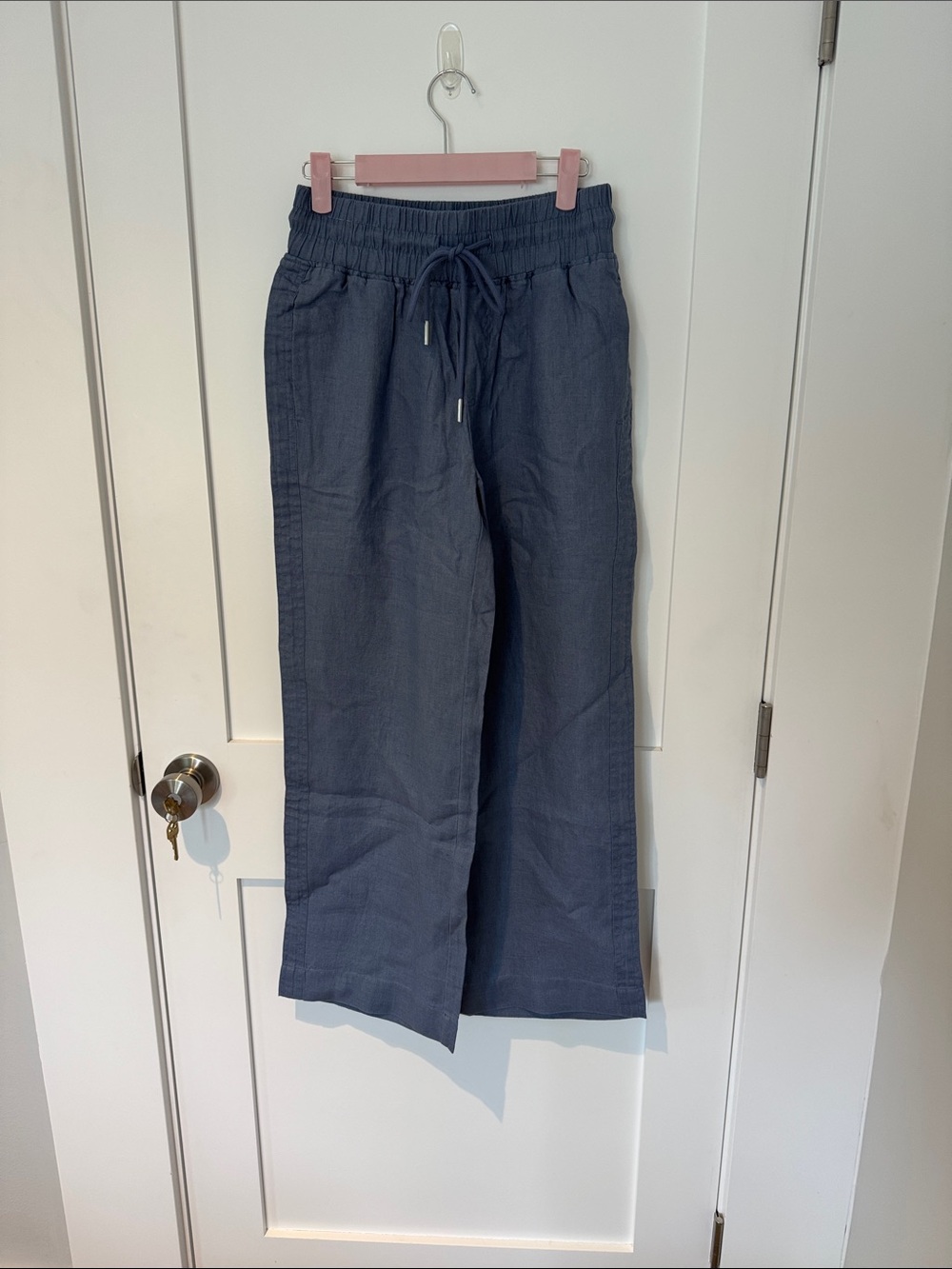 Quince European Linen Wide Leg Pant in Moonstone Blue size XS